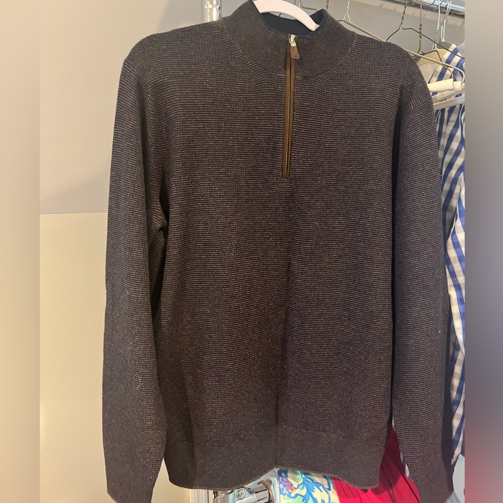 Peter Millar Suede Trim Quarter Zip